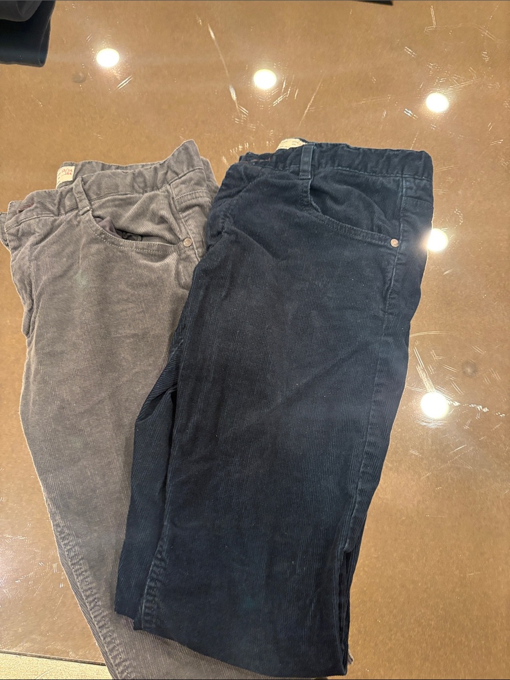 Zara Kids Corduroy Pull-On Pants in Navy and Gray